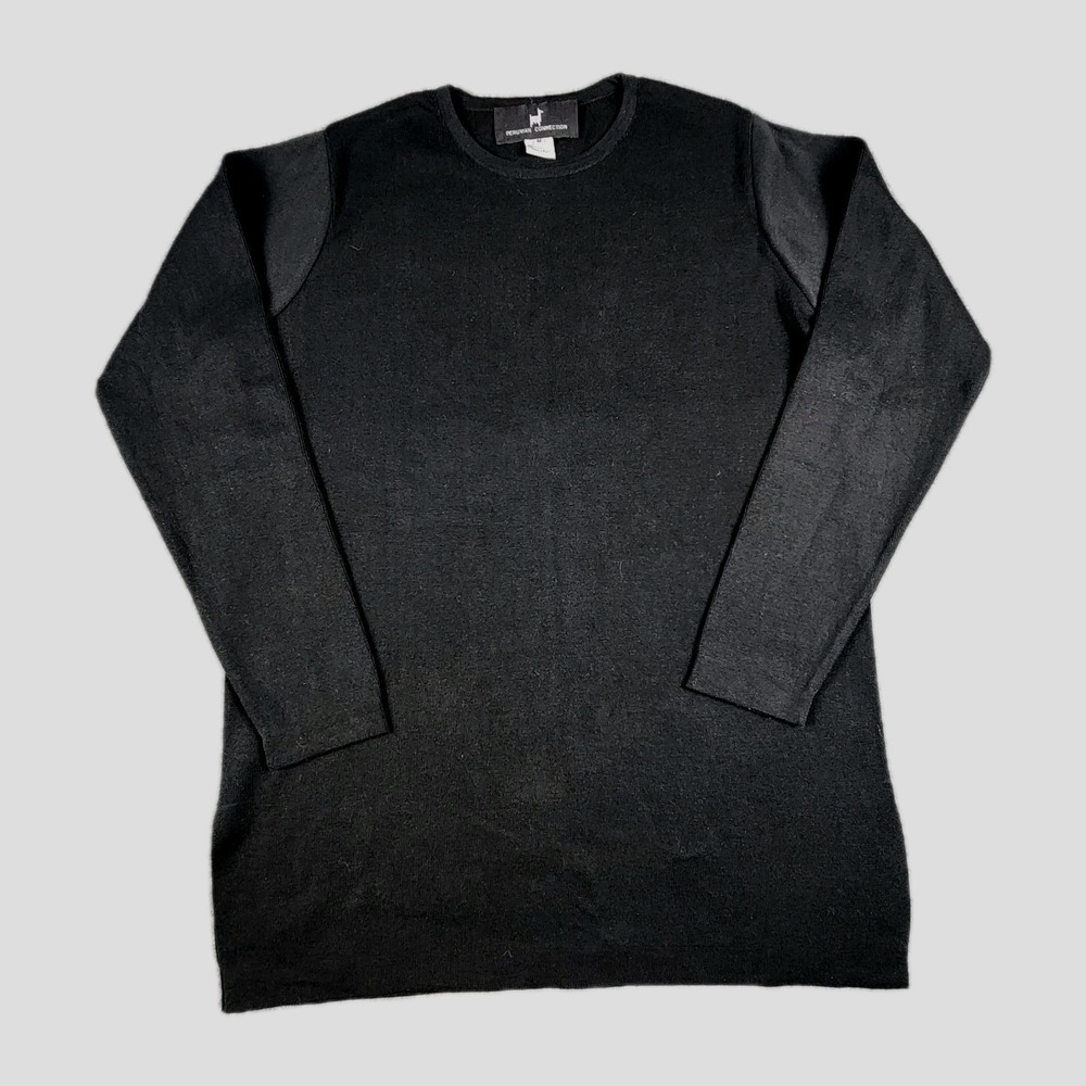 Peruvian‎ Connection M Knit Sweater Black Long Sleeve Tunic Top Capsule Closet